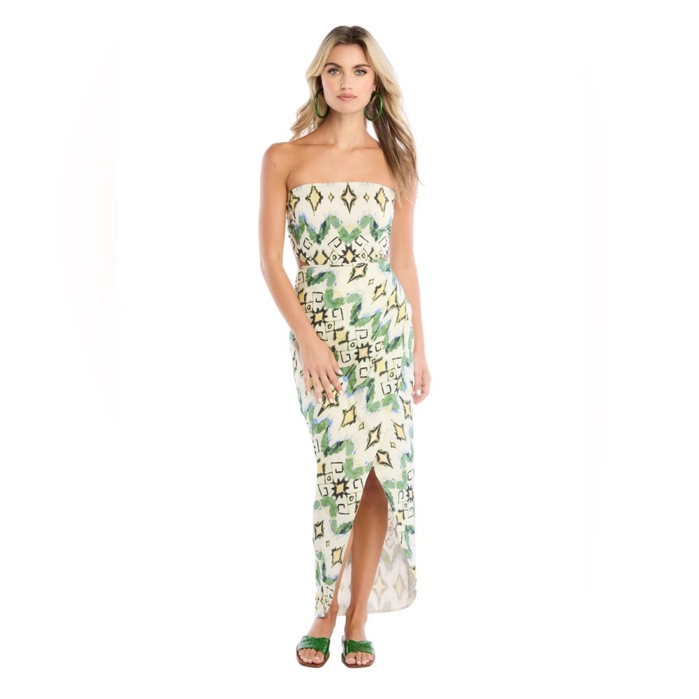 Allison Mara Strapless Geometric Print Dress- Size Small.